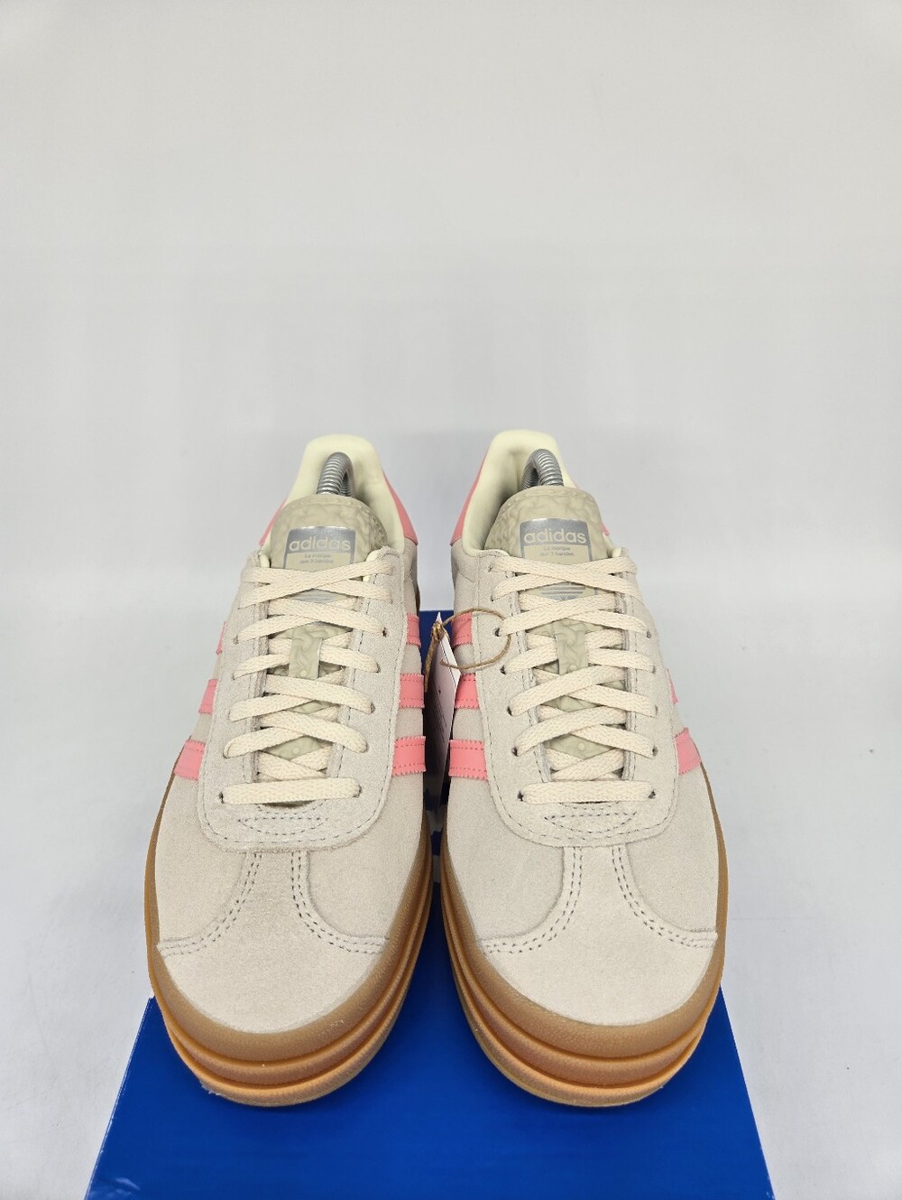 adidas Gazelle Bold JQ7409 Beige Semi Pink Spark Shoes Women's Size 7 - Picture 2 of 8